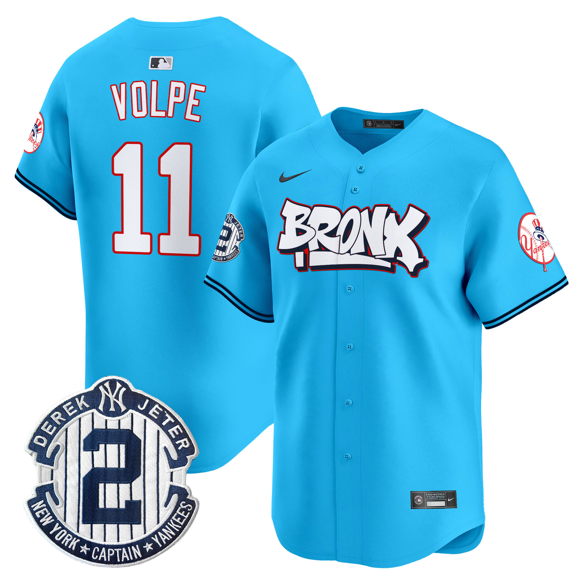 Men's Anthony Volpe New York Yankees The Bronx Graffiti Vapor Premier Limited Light Blue Jersey V4 - All Stitched