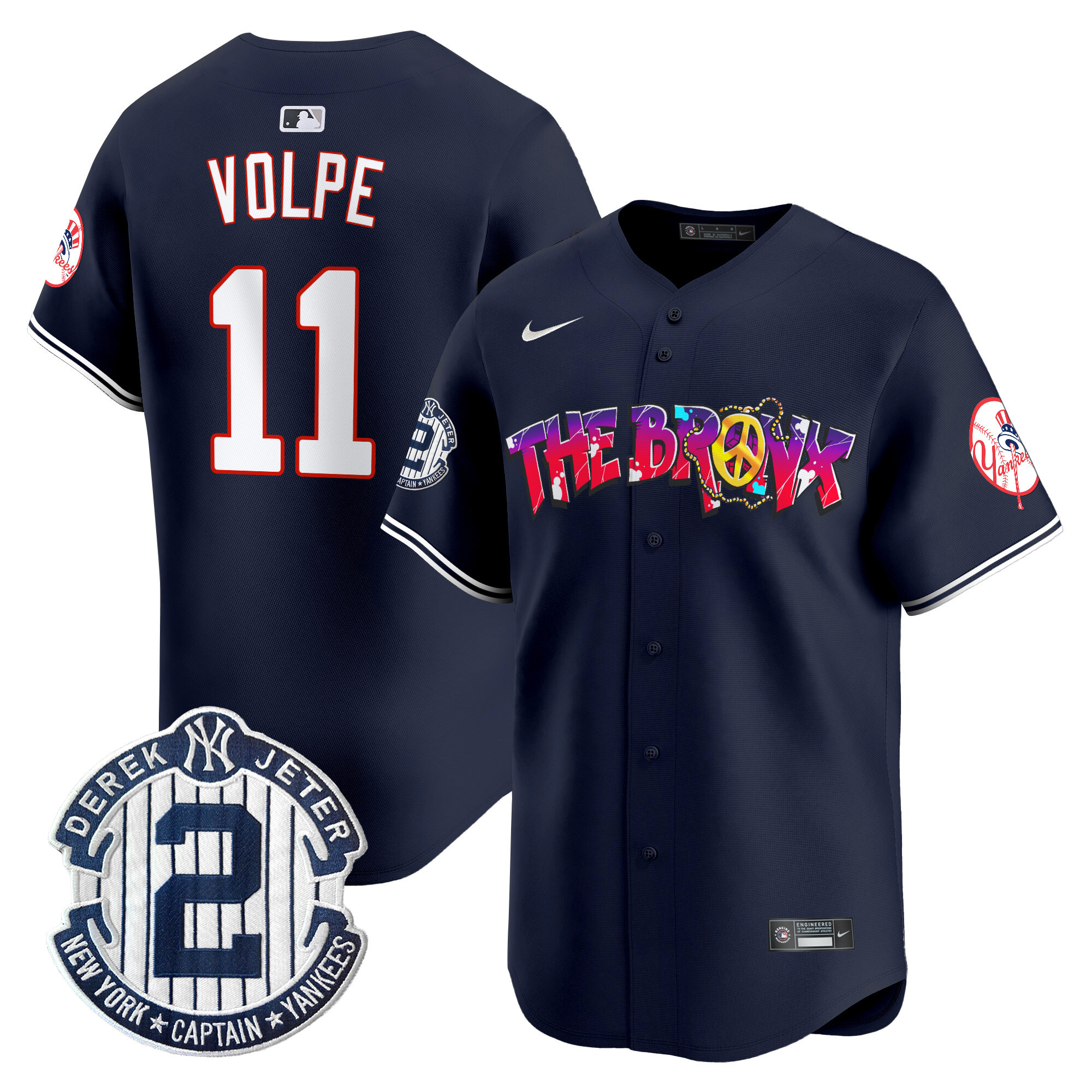 Men's Anthony Volpe New York Yankees The Bronx Graffiti Vapor Premier Limited Navy Jersey V7 - All Stitched