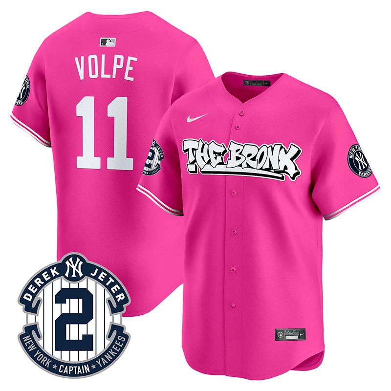 Men's Anthony Volpe New York Yankees The Bronx Graffiti Vapor Premier Limited Pink Jersey - All Stitched