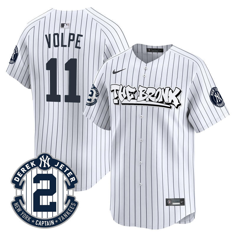 Men's Anthony Volpe New York Yankees The Bronx Graffiti Vapor Premier Limited Pinstripe Jersey - All Stitched