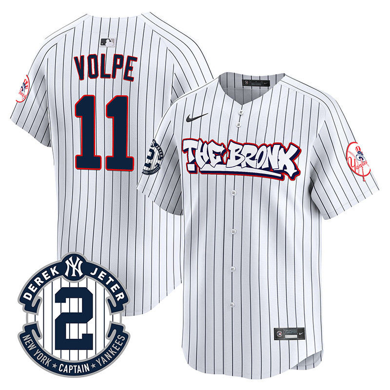 Men's Anthony Volpe New York Yankees The Bronx Graffiti Vapor Premier Limited Pinstripe Jersey V2 - All Stitched