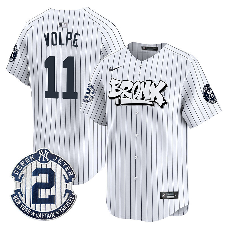 Men's Anthony Volpe New York Yankees The Bronx Graffiti Vapor Premier Limited Pinstripe Jersey V3 - All Stitched