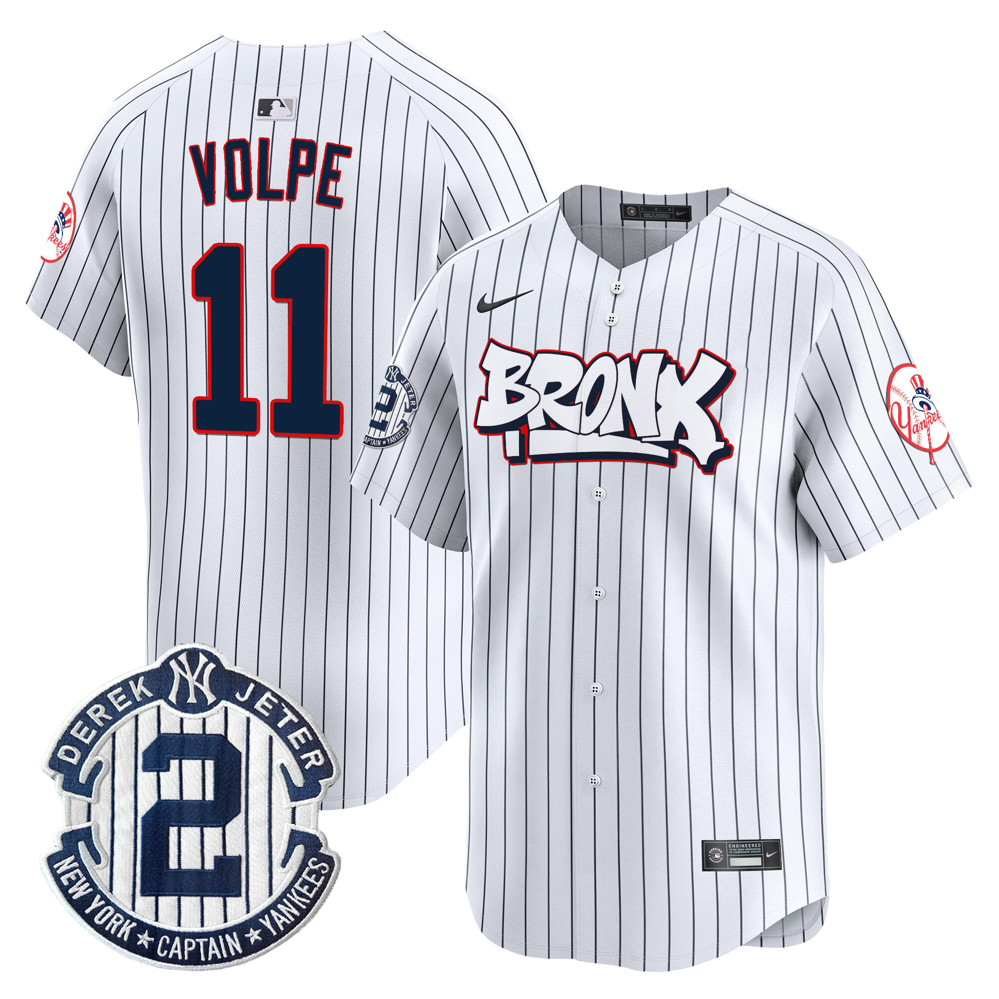 Men's Anthony Volpe New York Yankees The Bronx Graffiti Vapor Premier Limited Pinstripe Jersey V4 - All Stitched