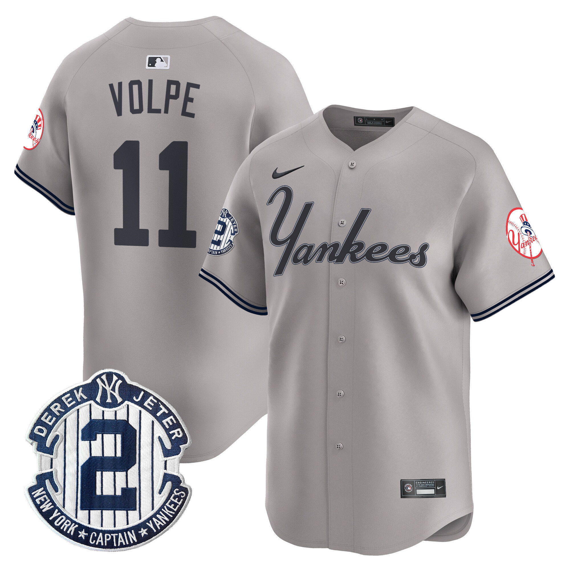 Men's Anthony Volpe New York Yankees Throwback Vapor Premier Limited Gray Jersey - All Stitched
