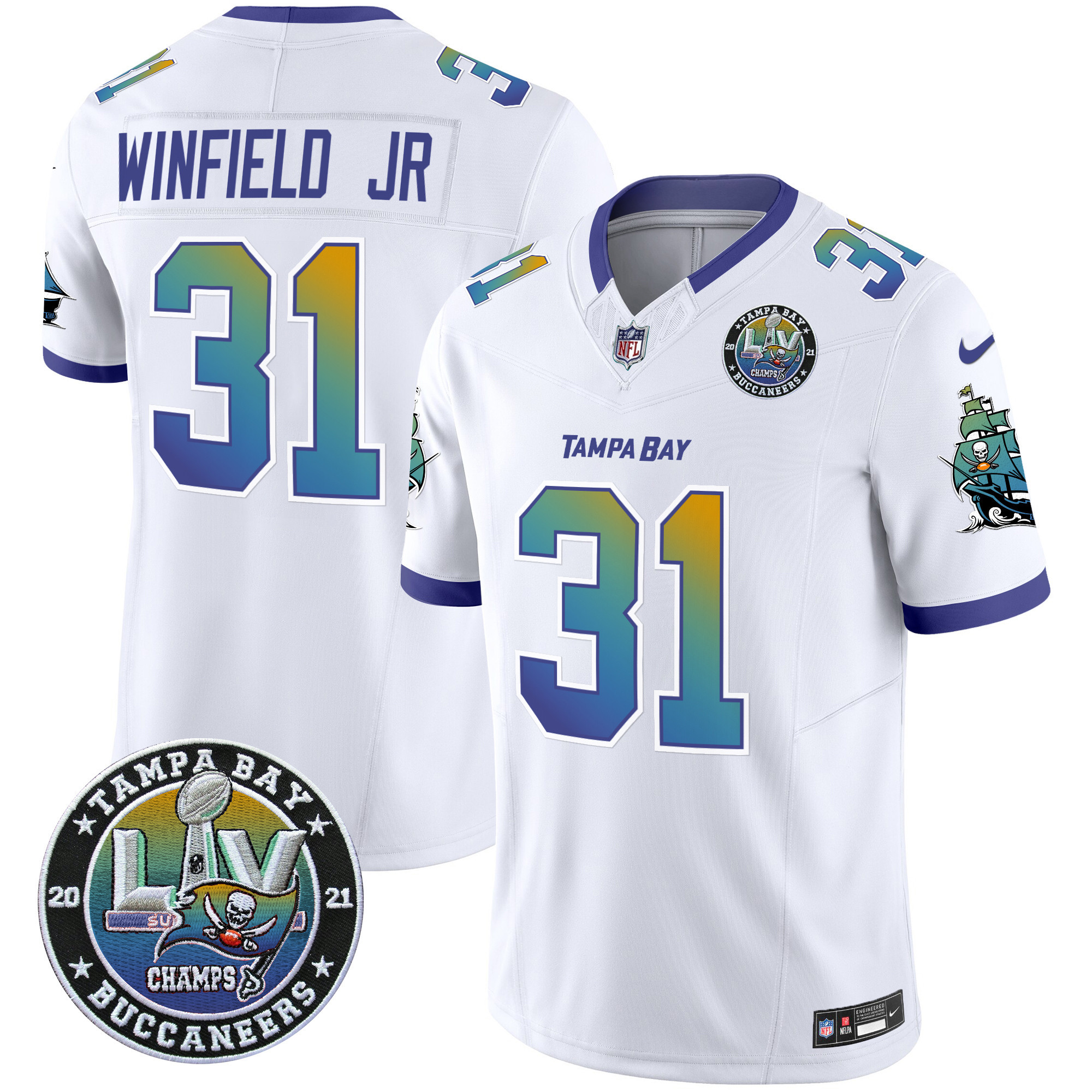 Men's Antoine Winfield Jr. Tampa Bay Buccaneers "Tampa City" Super Bowl LIV Patch Vapor Limited White Jersey - All Stitched
