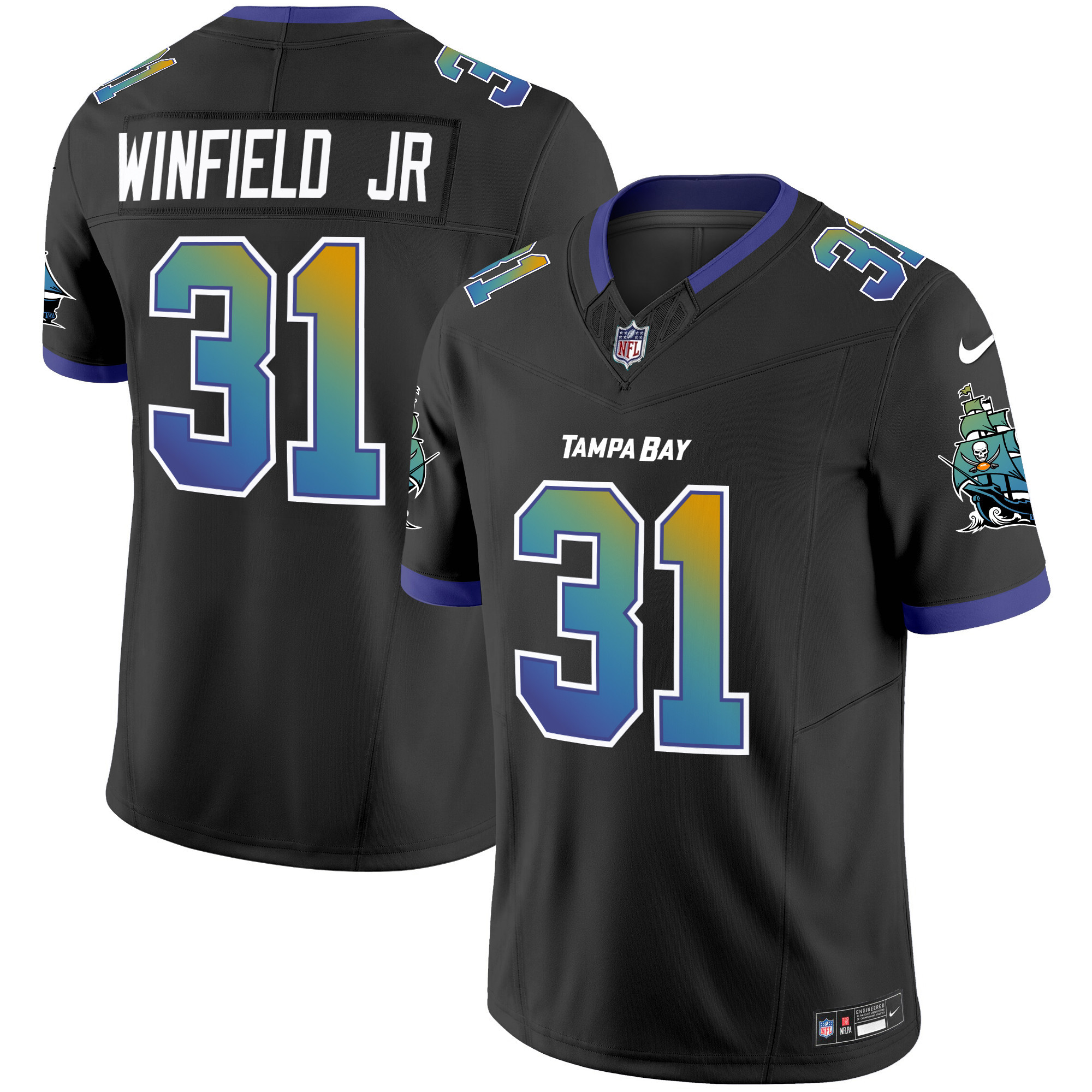 Men's Antoine Winfield Jr. Tampa Bay Buccaneers "Tampa City" Vapor Limited Black Jersey - All Stitched