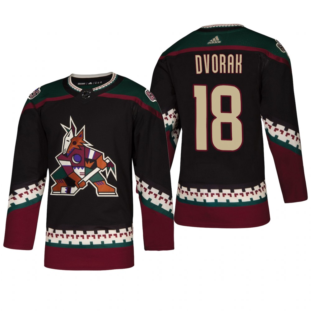 Men's Arizona Coyotes Christian Dvorak #18 Alternate Reasonable Throwback Jersey - Black