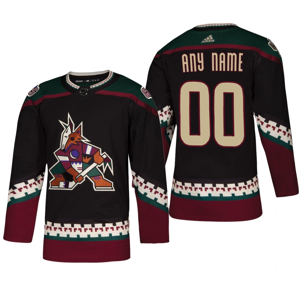 Men's Arizona Coyotes Custom #00 Alternate Reasonable Throwback Jersey - Black