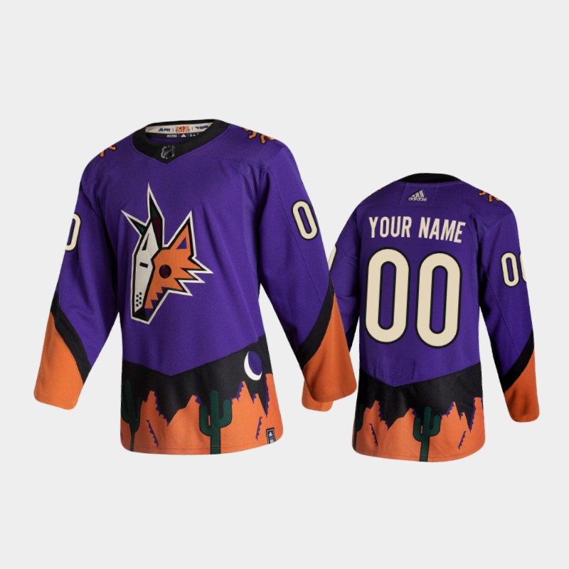 Men's Arizona Coyotes Custom #00 Reverse Retro 2020-21 Purple Jersey