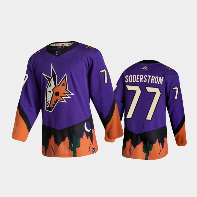 Men's Arizona Coyotes Victor Soderstrom #77 Reverse Retro 2020-21 Purple Jersey