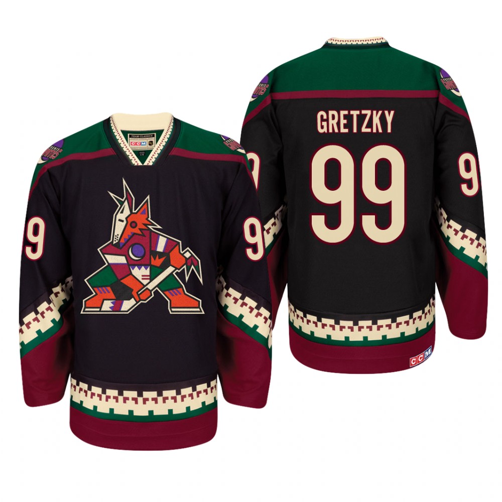 Men's Arizona Coyotes Wayne Gretzky #99 Throwback Black Classic CCM Cheap Jersey