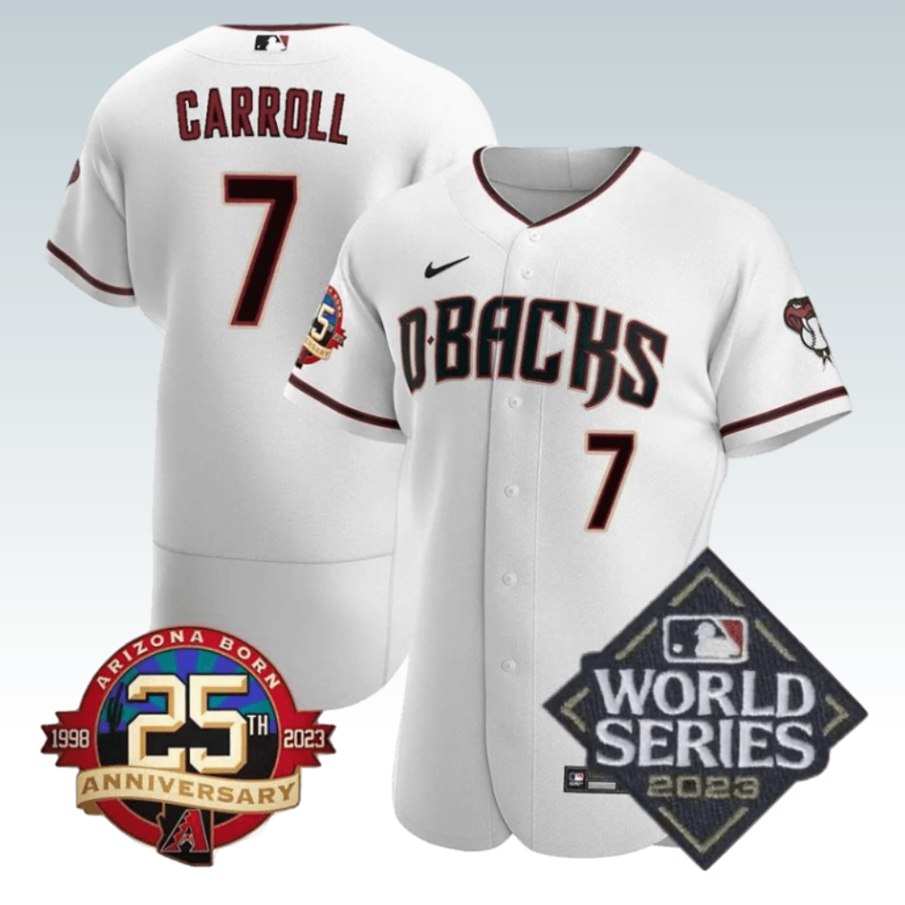 Men's Arizona Diamondbacks #7 Corbin Carroll 2023 World Series Flex Base Jersey