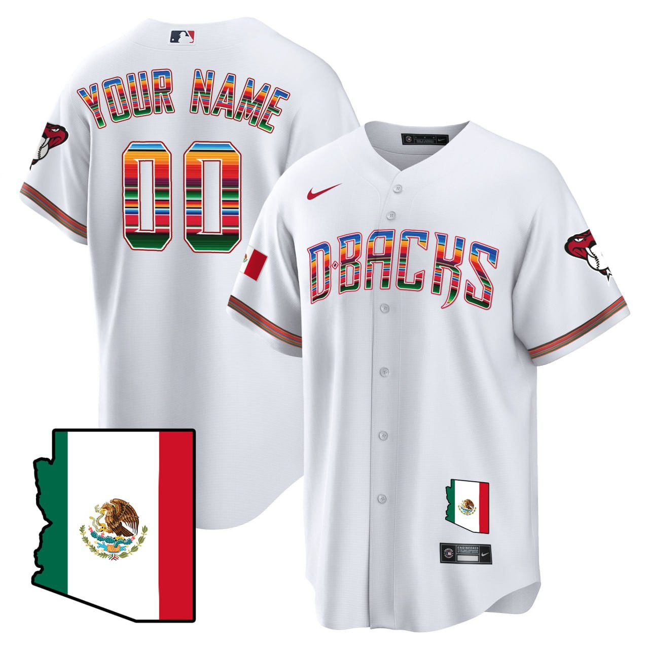 Men's Arizona Diamondbacks Hispanic Heritage Custom White Jersey - All Stitched