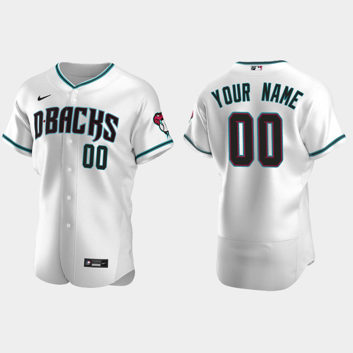 Men's Arizona Diamondbacks White Teal 2020 Alternate Custom Jersey