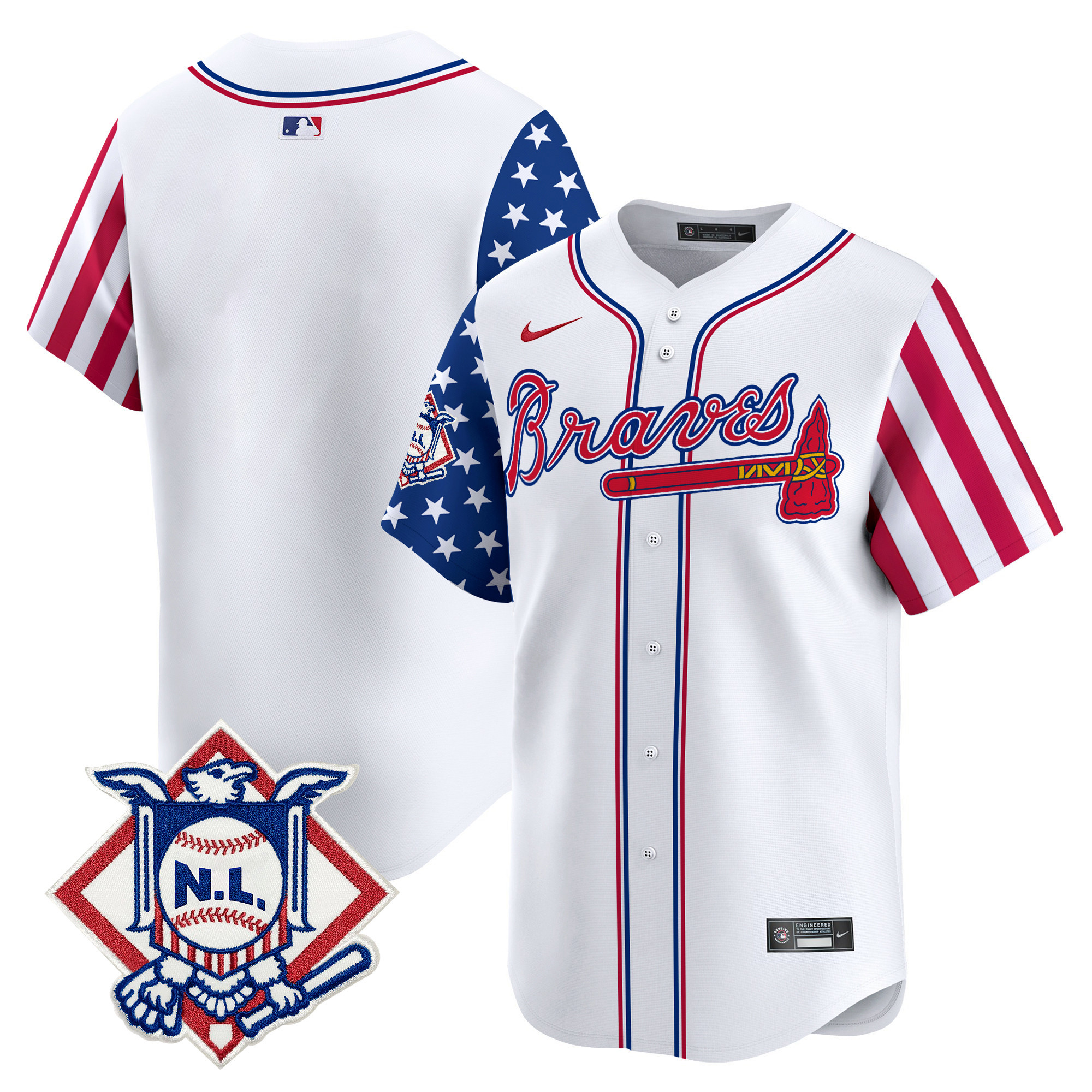 Men's Atlanta Braves 2024 Fourth of July Vapor Premier Limited White Jersey V2 - All Stitched