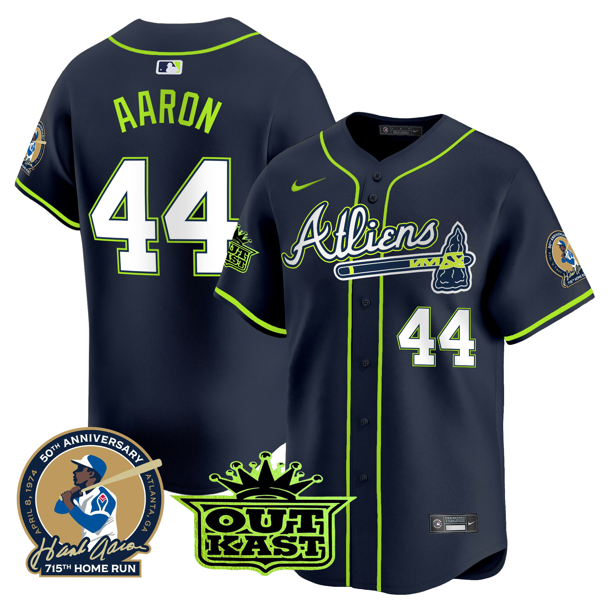 Men's Atlanta Braves Atliens & Hank Aaron Patch Vapor Premier Limited Jersey - All Stitched
