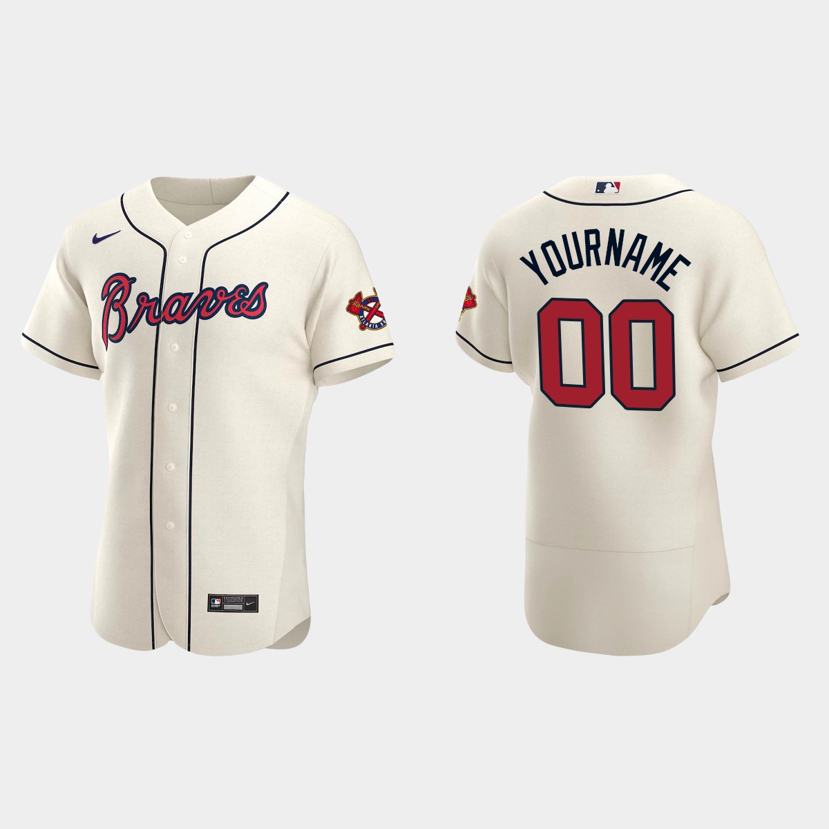 Men's Atlanta Braves Cream 2020 Alternate Custom Jersey