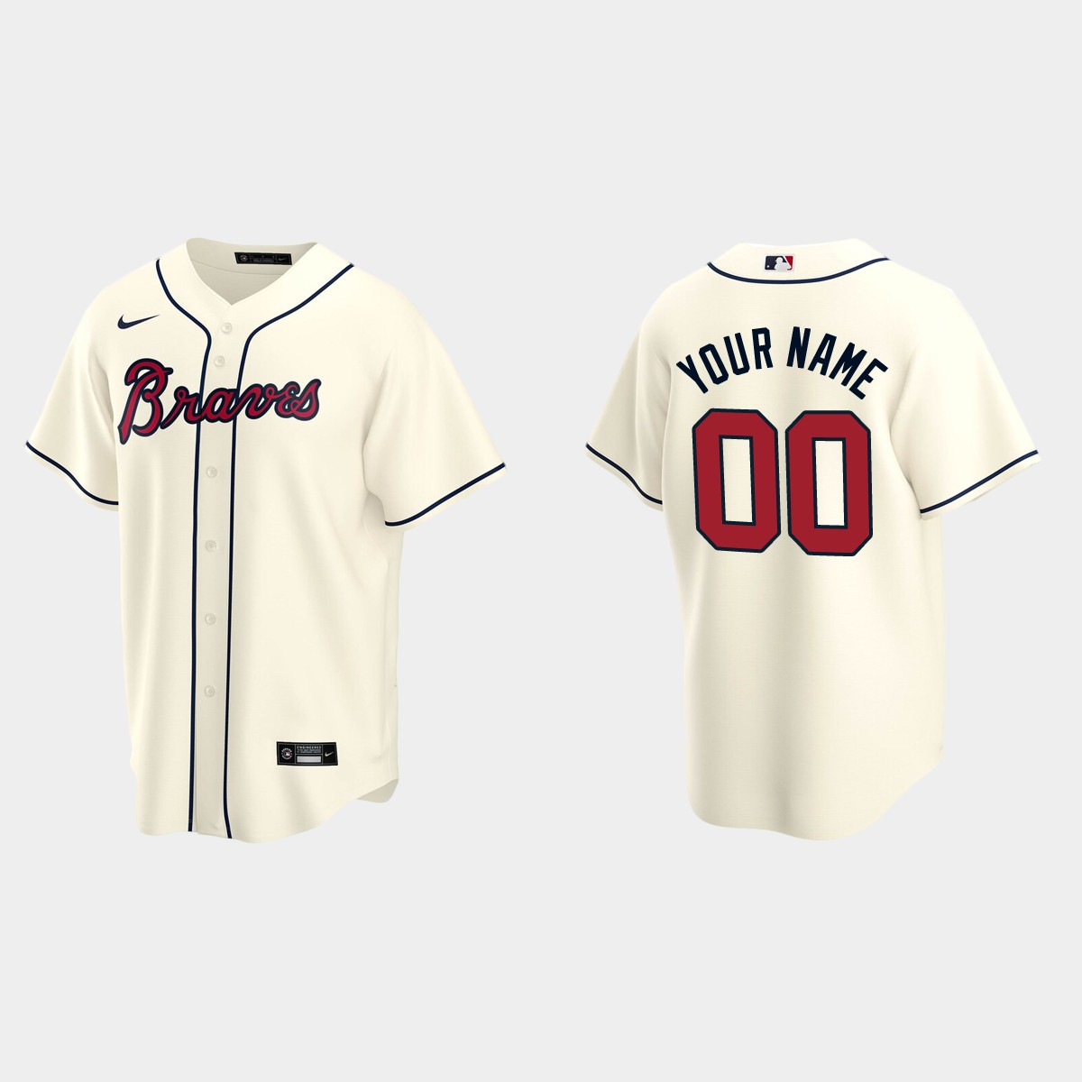 Men's Atlanta Braves Cream Alternate Custom Jersey