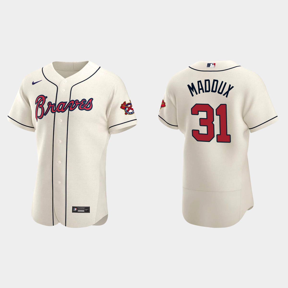 Men’s Atlanta Braves Greg Maddux 2020 Alternate Jersey – Cream