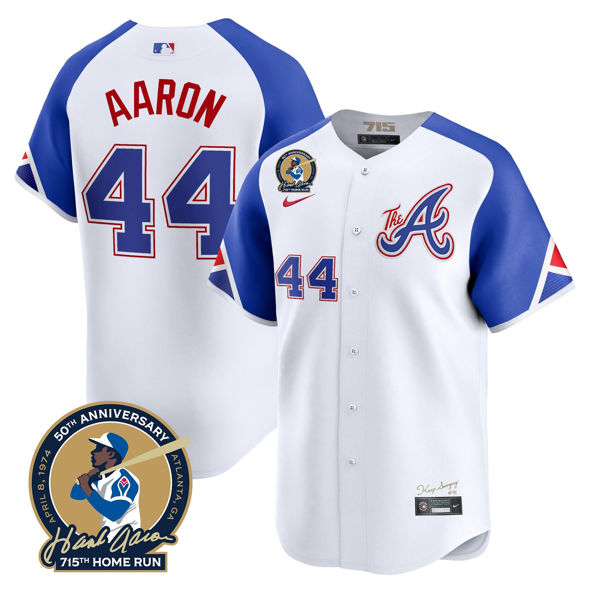 Men's Atlanta Braves Hank Aaron 715th Home Run Patch Vapor Premier Limited City Connect Jersey - All Stitched