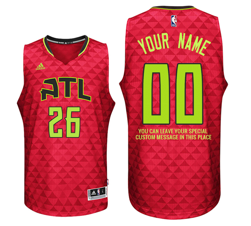 Mens Atlanta Hawks Alternate Red Custom Message Jersey