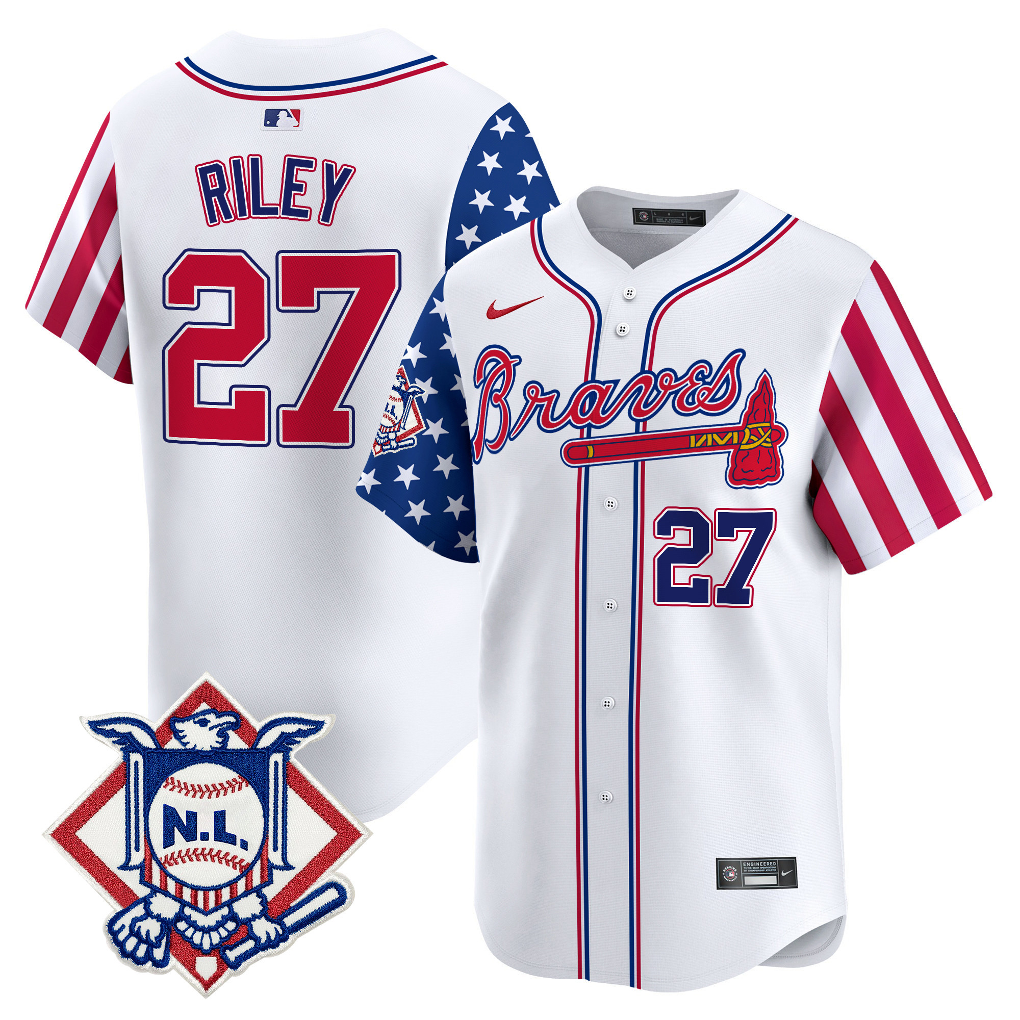 Men's Austin Riley Atlanta Braves 2024 Fourth of July Vapor Premier Limited White Jersey V2 - All Stitched
