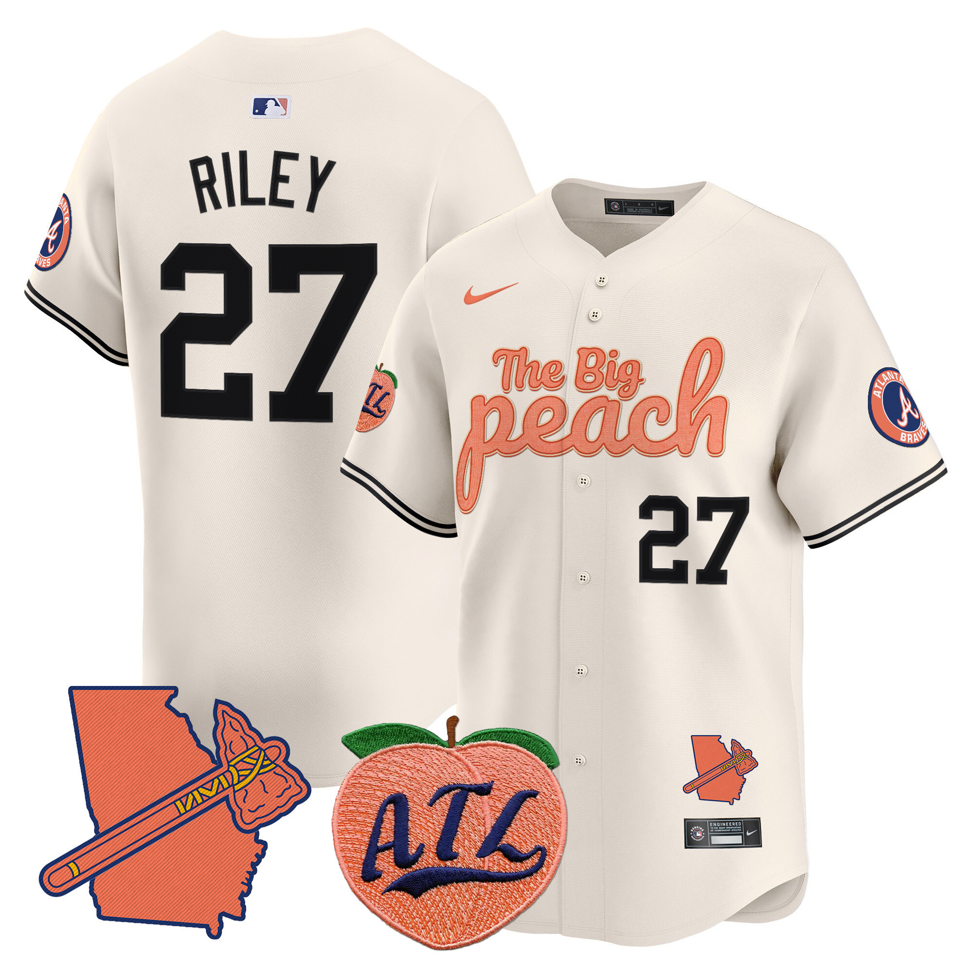Men's Austin Riley Atlanta Braves The Big Peach Vapor Premier Limited Cream Jersey - All Stitched