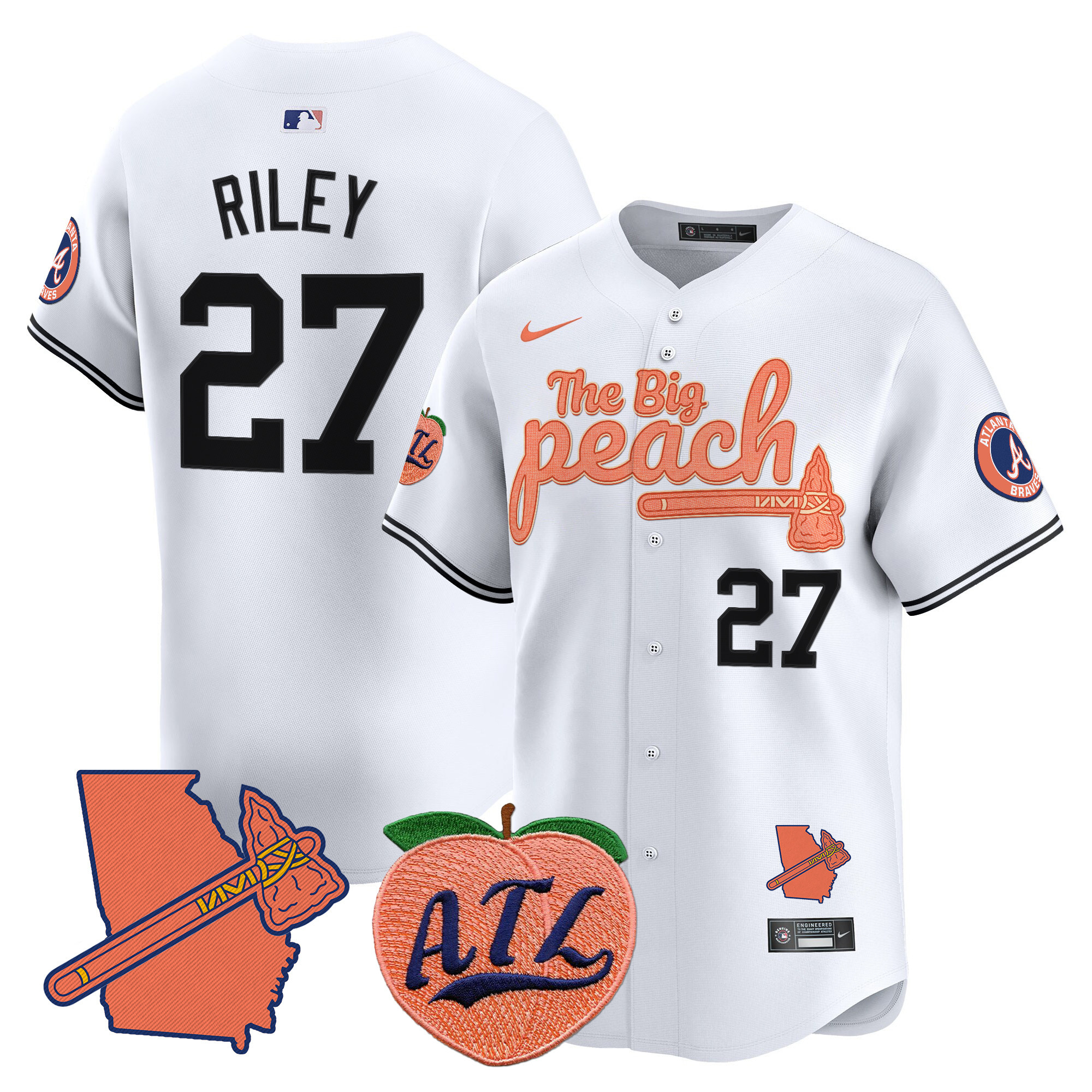 Men's Austin Riley Atlanta Braves The Big Peach Vapor Premier Limited White Jersey V2 - All Stitched