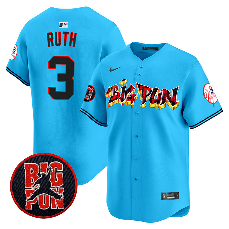 Men's Babe Ruth New York Yankees Big Pun Vapor Premier Limited Light Blue Jersey - All Stitched
