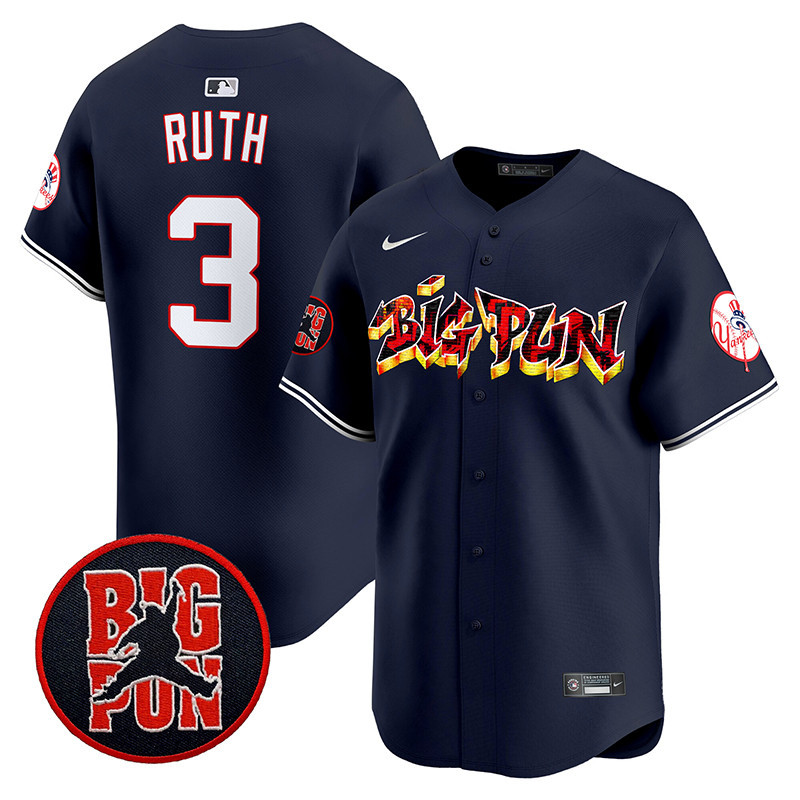 Men's Babe Ruth New York Yankees Big Pun Vapor Premier Limited Navy Jersey - All Stitched