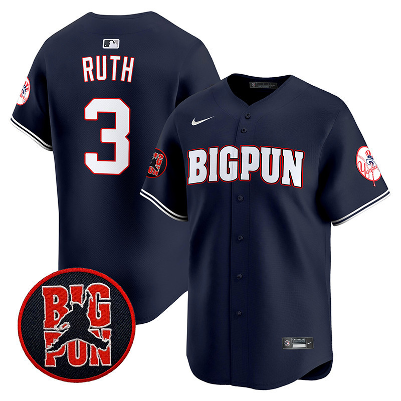 Men's Babe Ruth New York Yankees Big Pun Vapor Premier Limited Navy Jersey V2 - All Stitched