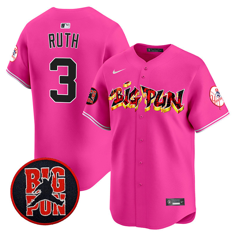 Men's Babe Ruth New York Yankees Big Pun Vapor Premier Limited Pink Jersey - All Stitched