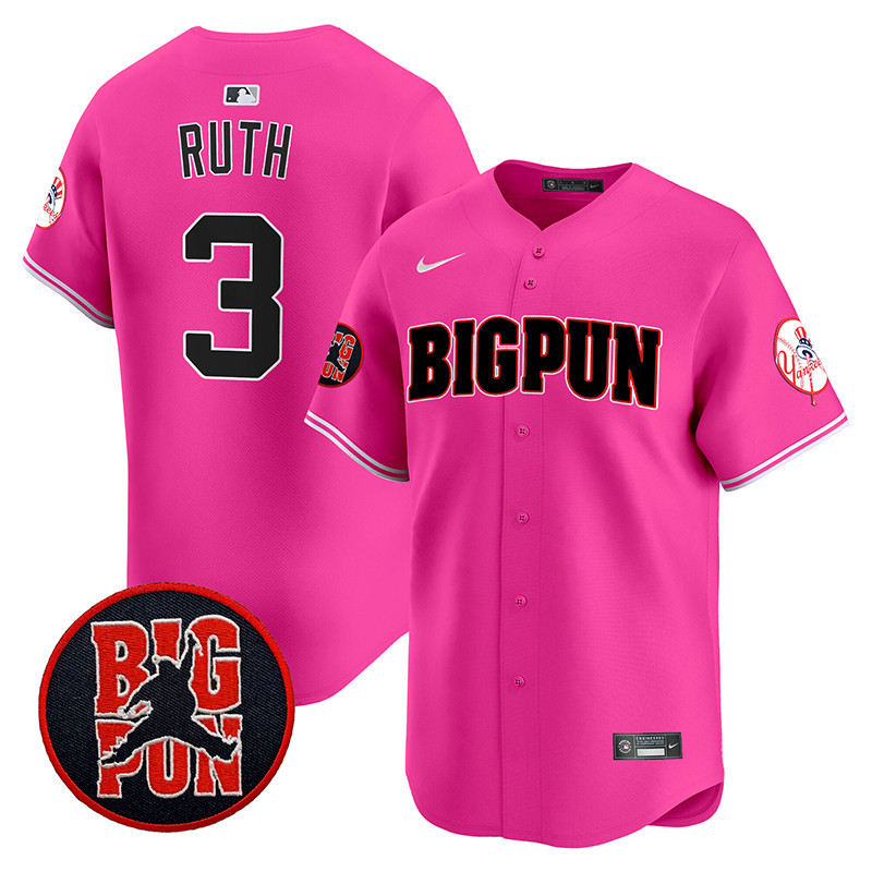 Men's Babe Ruth New York Yankees Big Pun Vapor Premier Limited Pink Jersey V2 - All Stitched