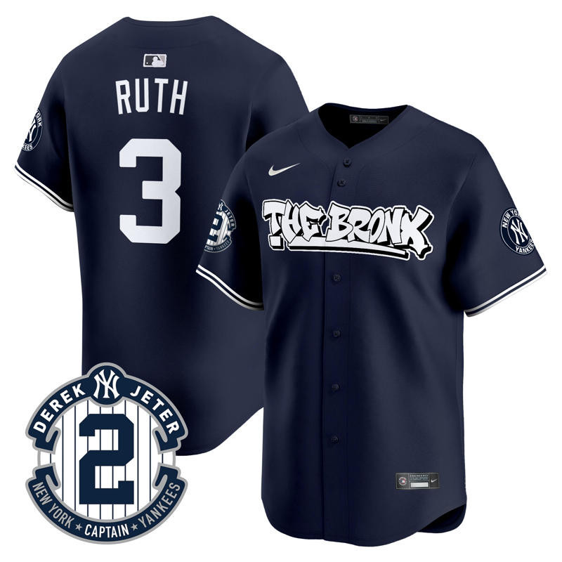 Men's Babe Ruth New York Yankees The Bronx Graffiti Vapor Premier Limited Navy Jersey - All Stitched