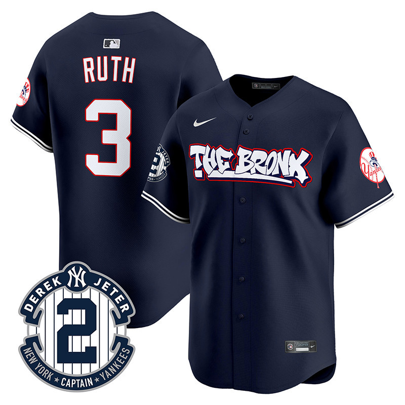 Men's Babe Ruth New York Yankees The Bronx Graffiti Vapor Premier Limited Navy Jersey V2 - All Stitched