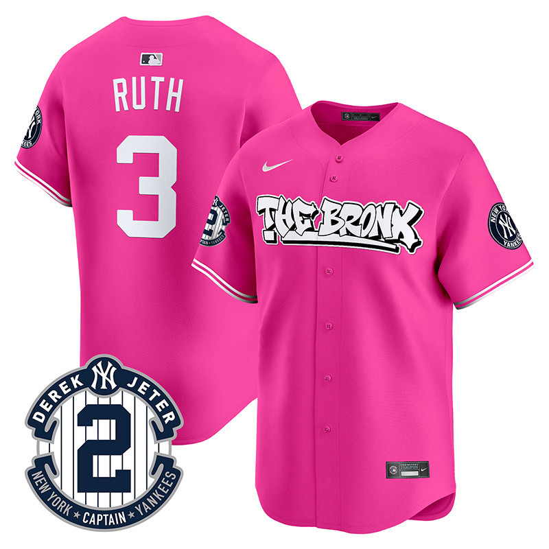 Men's Babe Ruth New York Yankees The Bronx Graffiti Vapor Premier Limited Pink Jersey - All Stitched