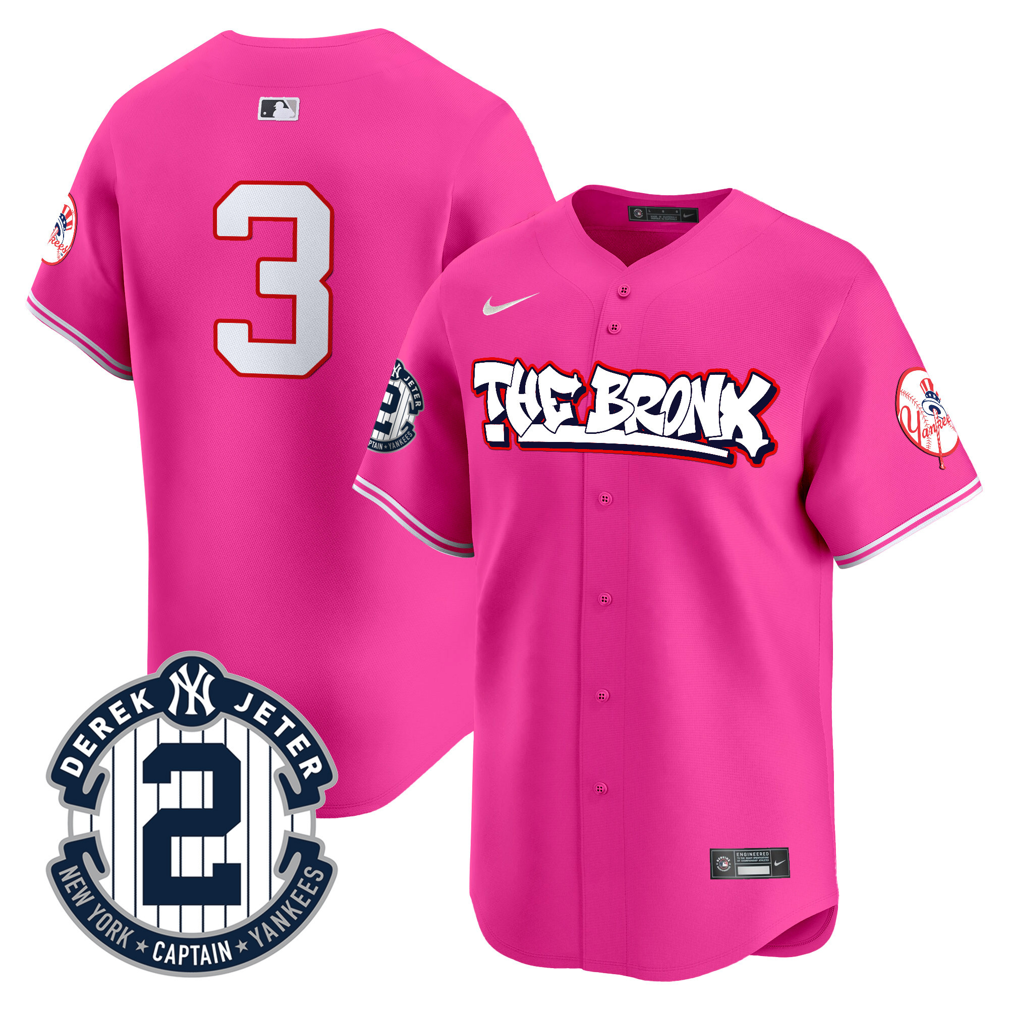 Men's Babe Ruth New York Yankees The Bronx Graffiti Vapor Premier Limited Pink Jersey V8 - All Stitched