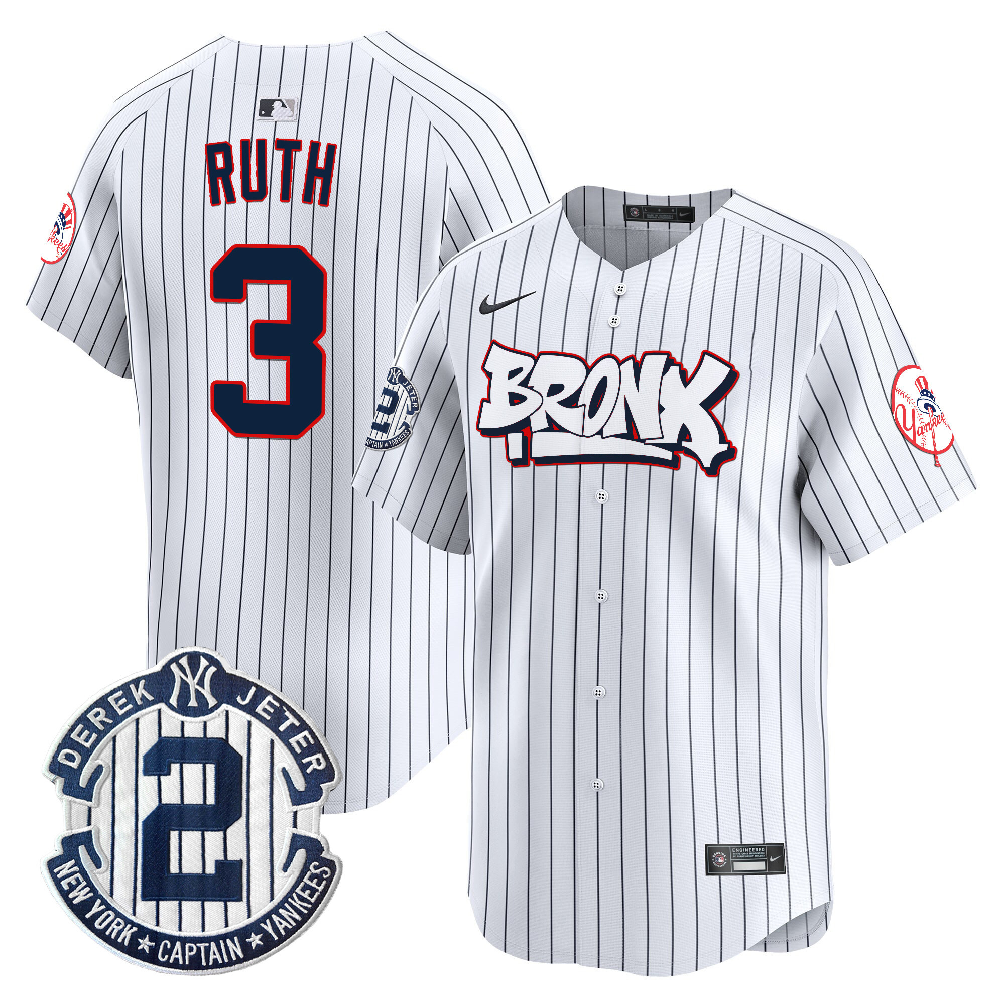 Men's Babe Ruth New York Yankees The Bronx Graffiti Vapor Premier Limited Pinstripe Jersey V4 - All Stitched