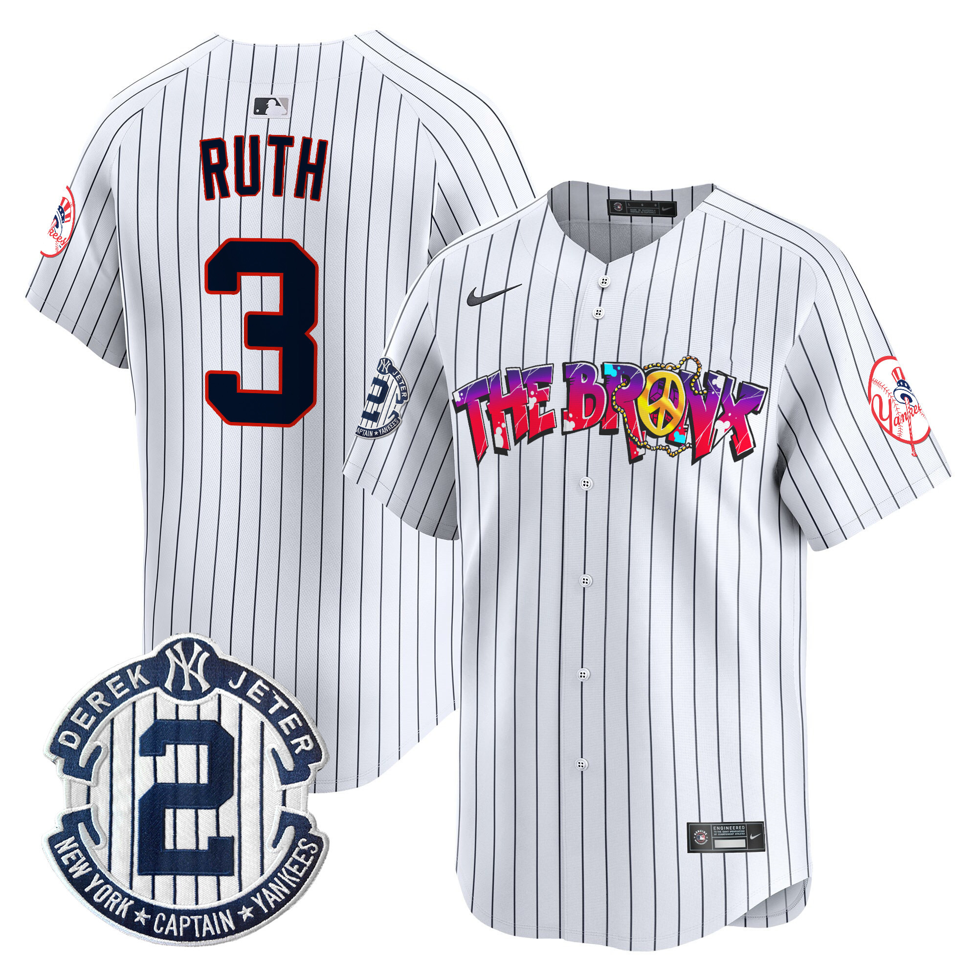 Men's Babe Ruth New York Yankees The Bronx Graffiti Vapor Premier Limited Pinstripe Jersey V7 - All Stitched
