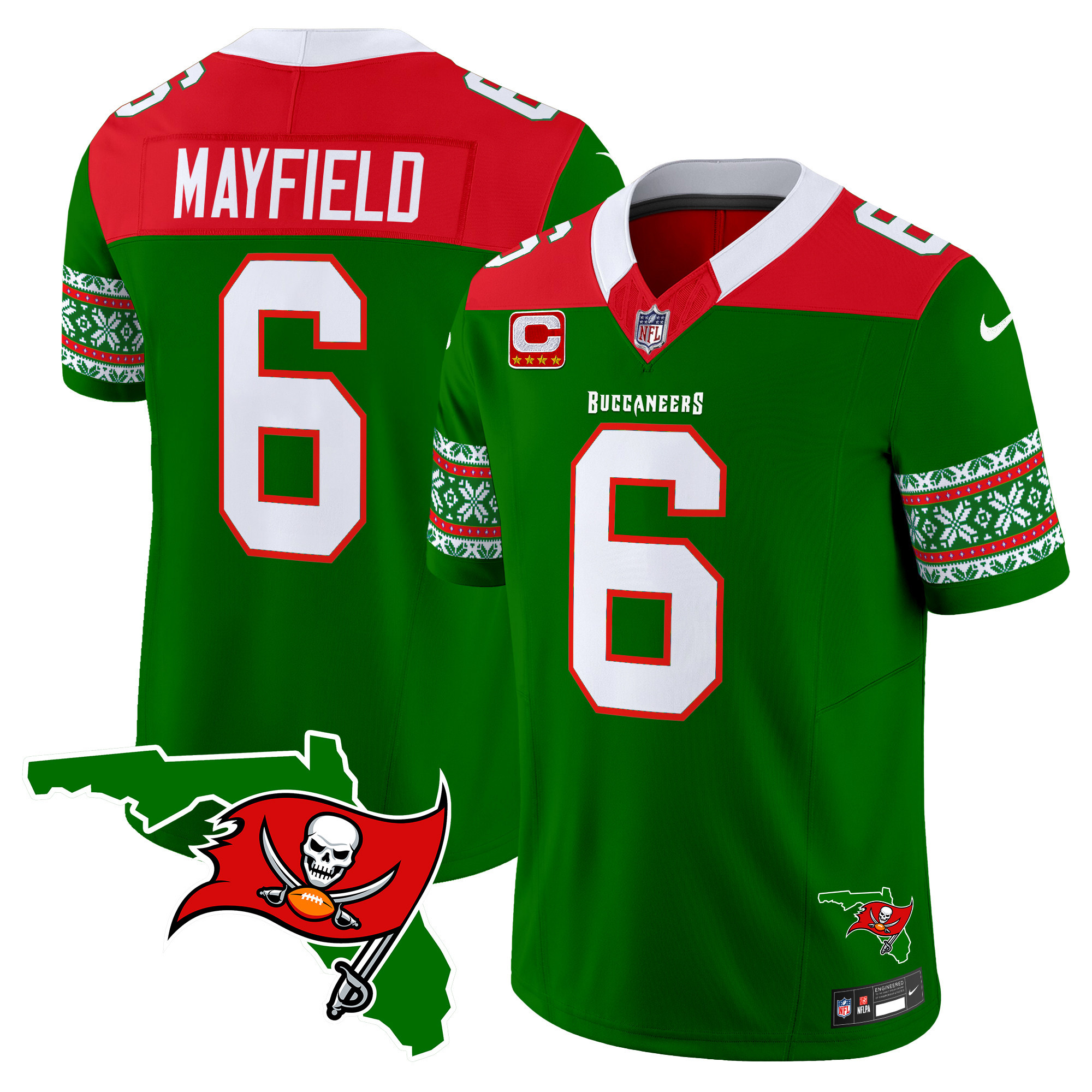 Men's Baker Mayfield Tampa Bay Buccaneers 2024 Christmas Vapor Limited Green Jersey - All Stitched