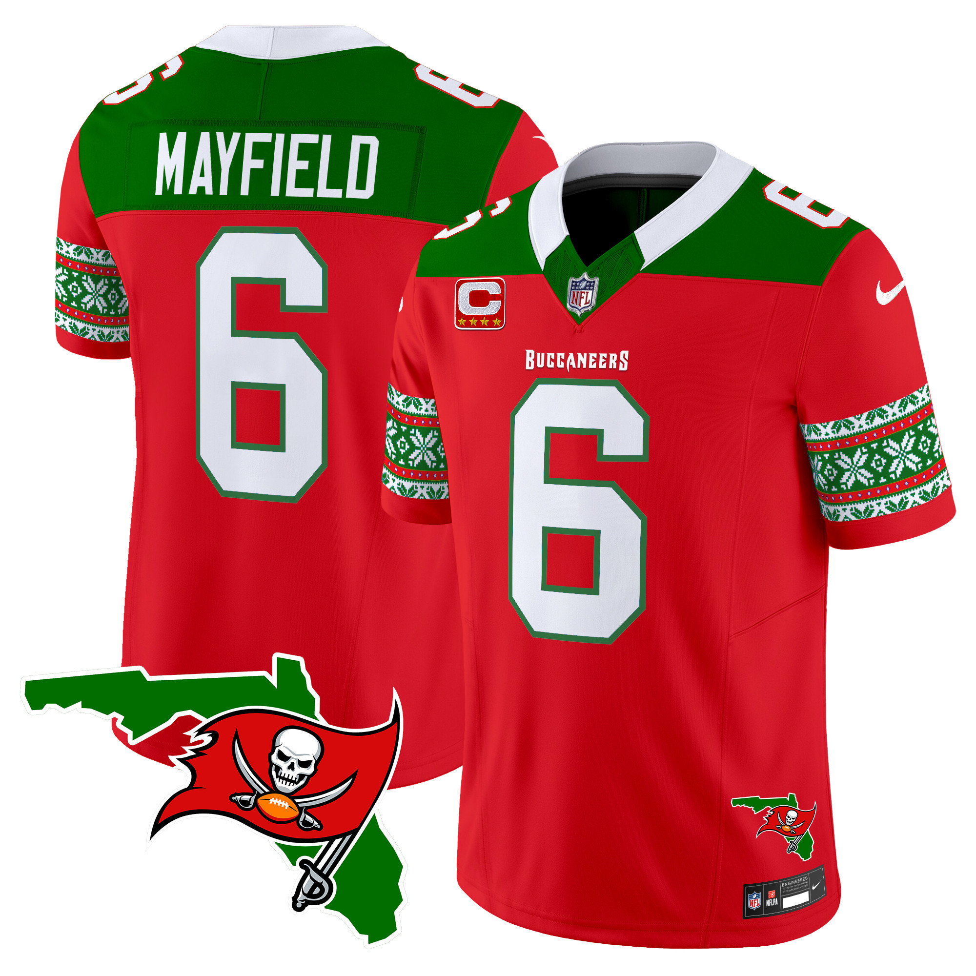 Men's Baker Mayfield Tampa Bay Buccaneers 2024 Christmas Vapor Limited Red Jersey - All Stitched