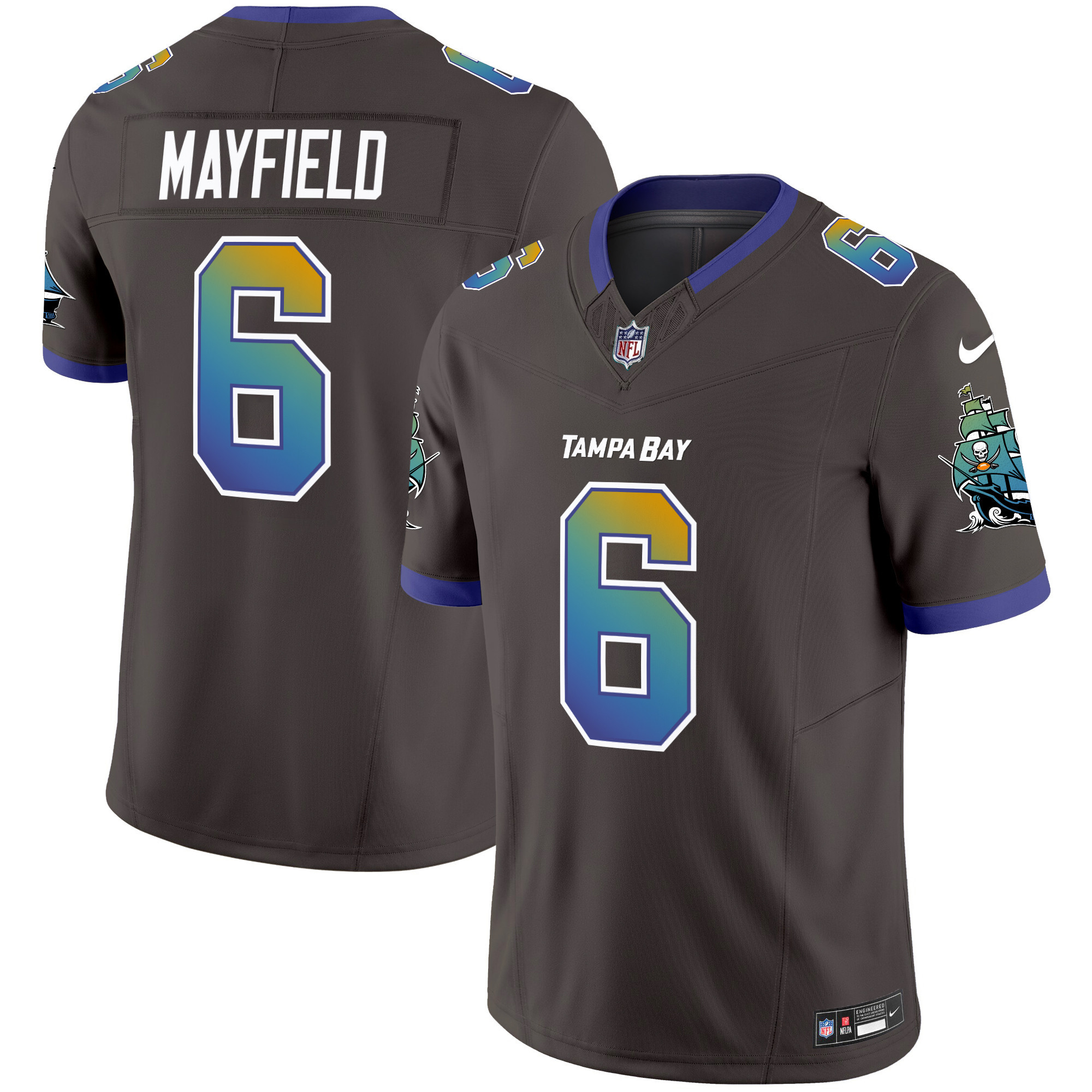 Men's Baker Mayfield Tampa Bay Buccaneers "Tampa City" Vapor Limited Pewter Jersey - All Stitched