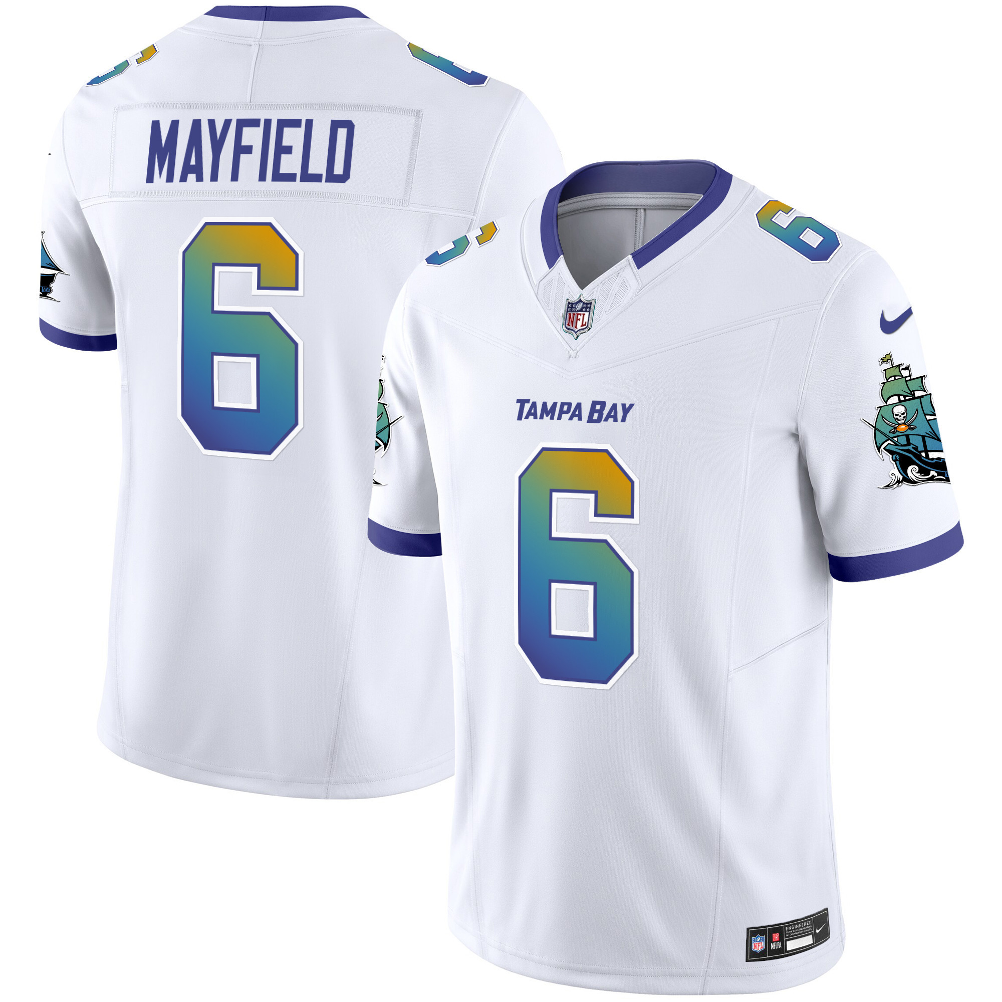 Men's Baker Mayfield Tampa Bay Buccaneers "Tampa City" Vapor Limited White Jersey - All Stitched