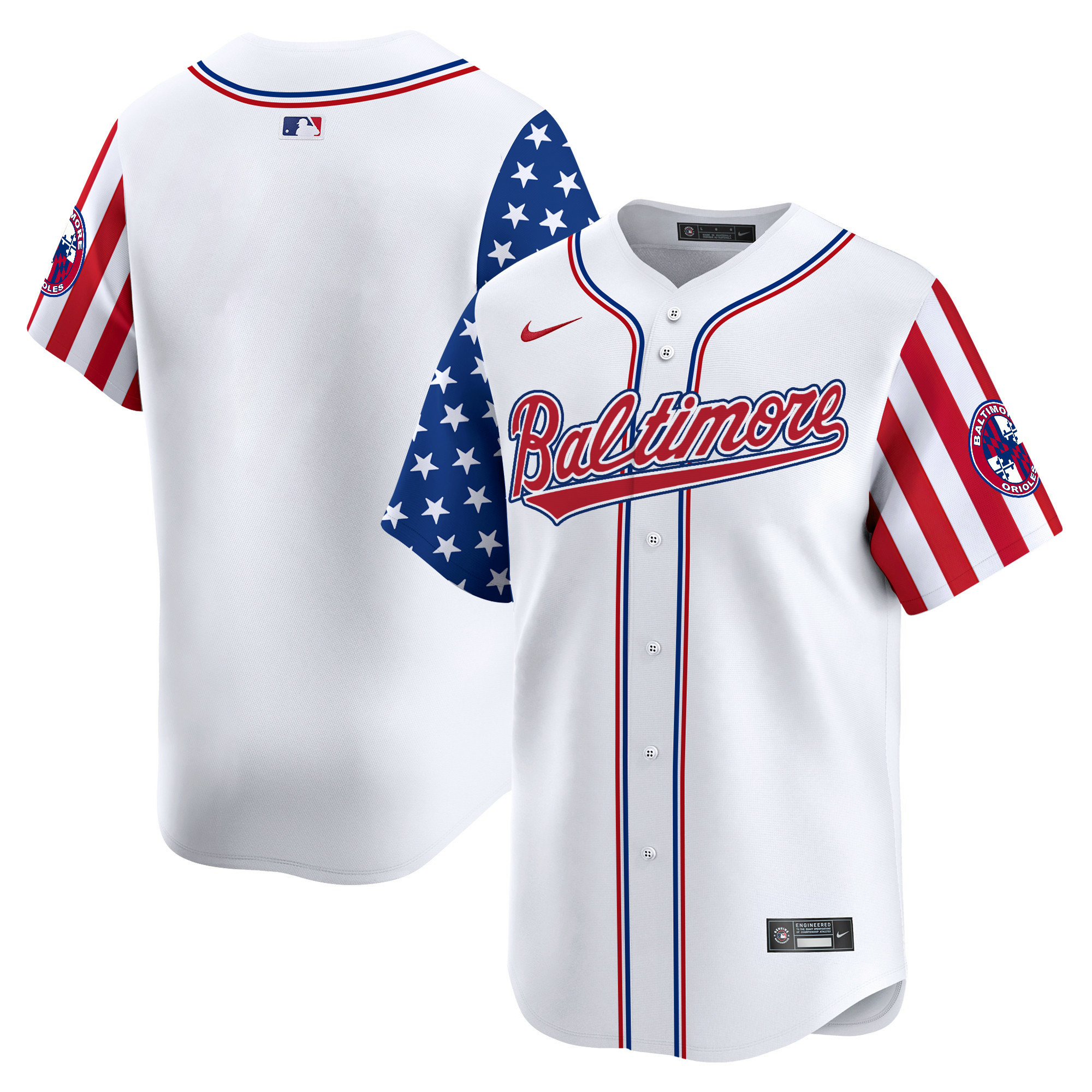 Men's Baltimore Orioles 2024 Independence Day Vapor Premier Limited White Limited Jersey - All Stitched