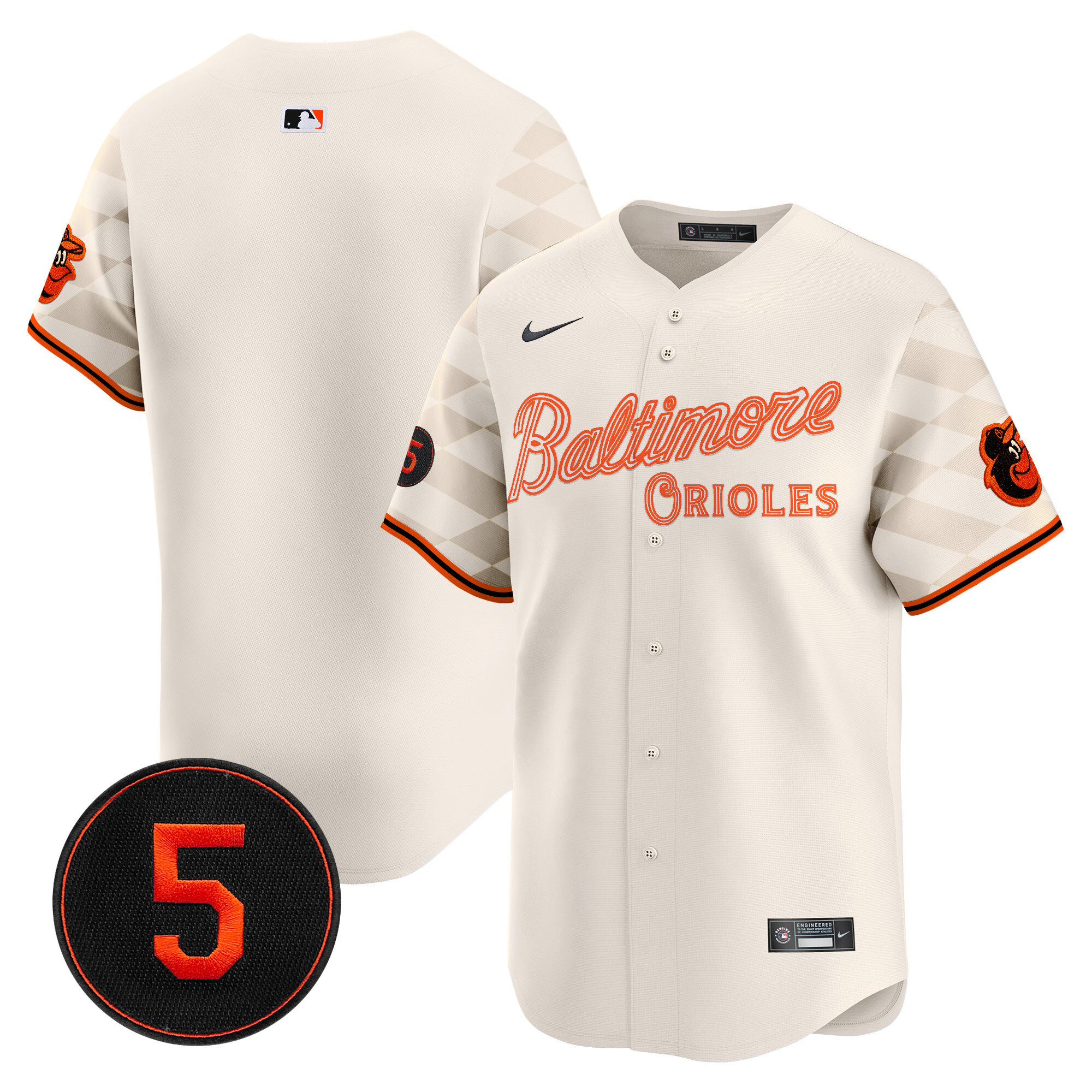 Men's Baltimore Orioles City Light Vapor Premier Limited Cream Jersey - All Stitched