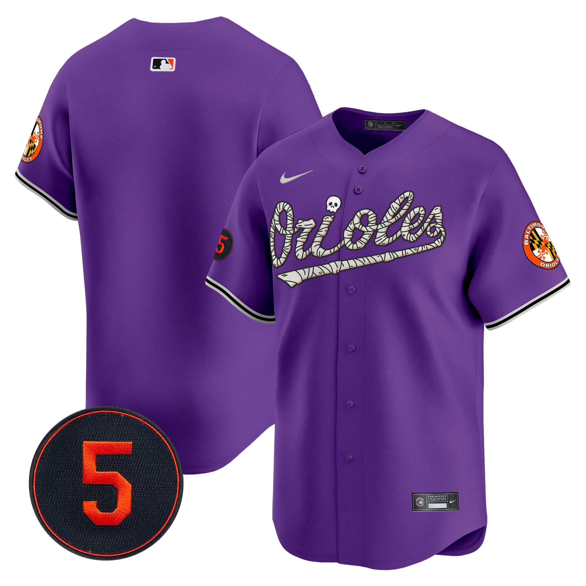 Men's Baltimore Orioles Halloween Vapor Premier Limited Purple Jersey - All Stitched