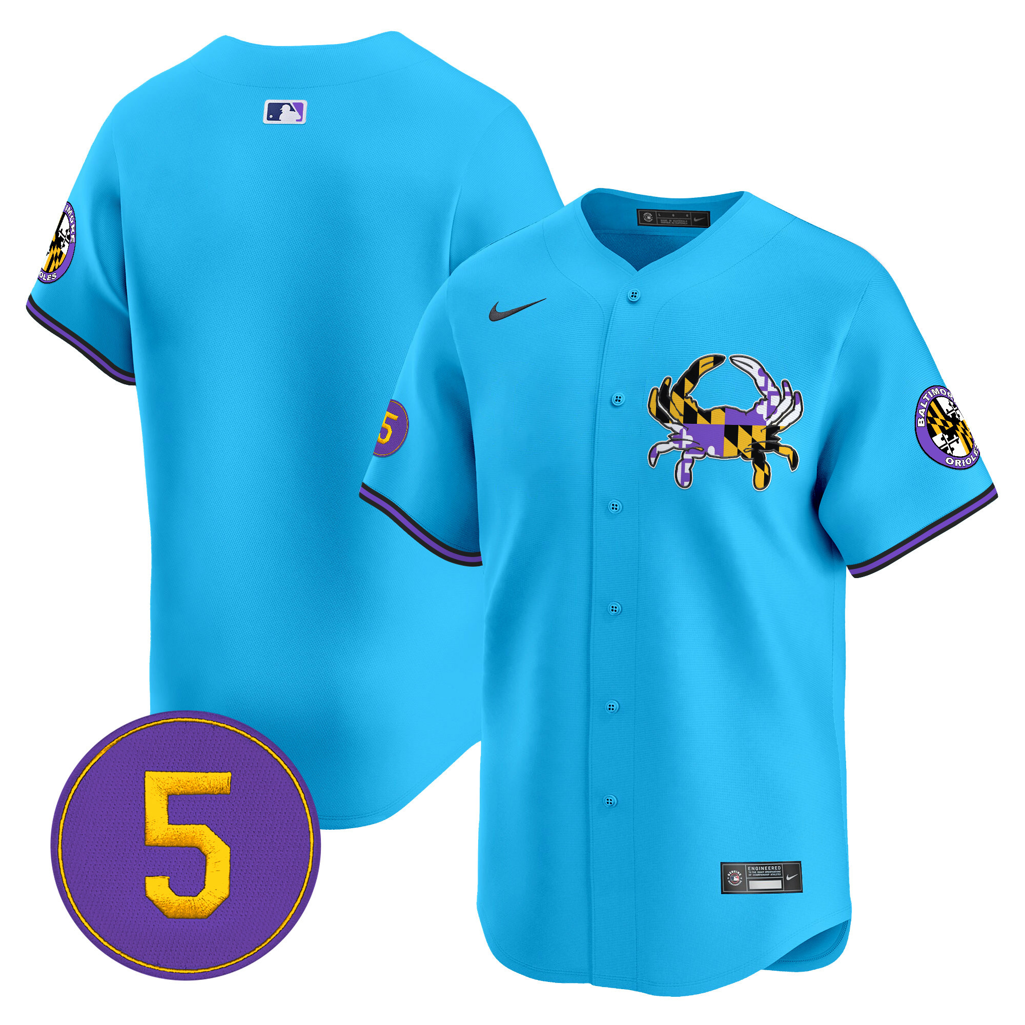 Men's Baltimore Orioles Purple Vapor Premier Limited Light Blue Jersey - All Stitched