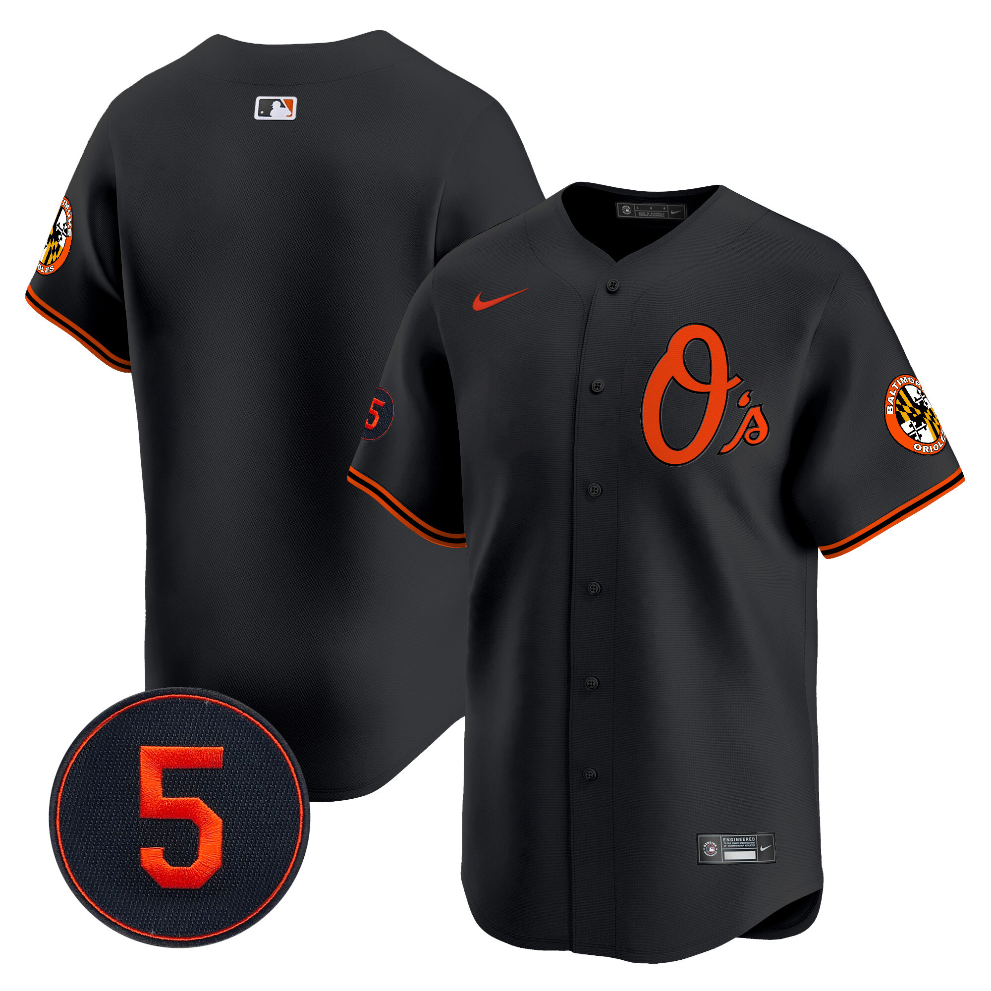 Men's Baltimore Orioles Robinson Patch Vapor Premier Limited Black Jersey V4 - All Stitched