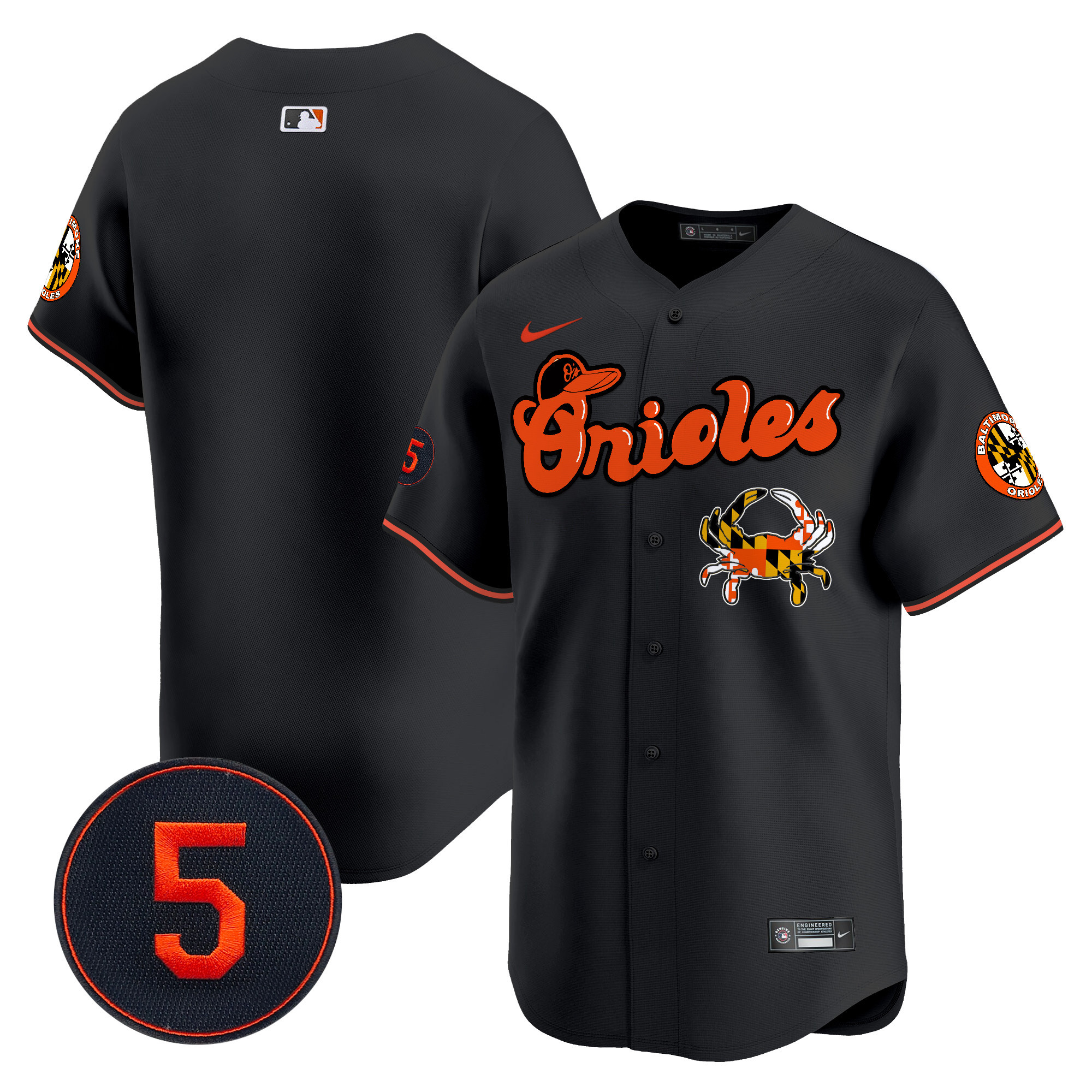 Men's Baltimore Orioles Robinson Patch Vapor Premier Limited Black Jersey V6 - All Stitched