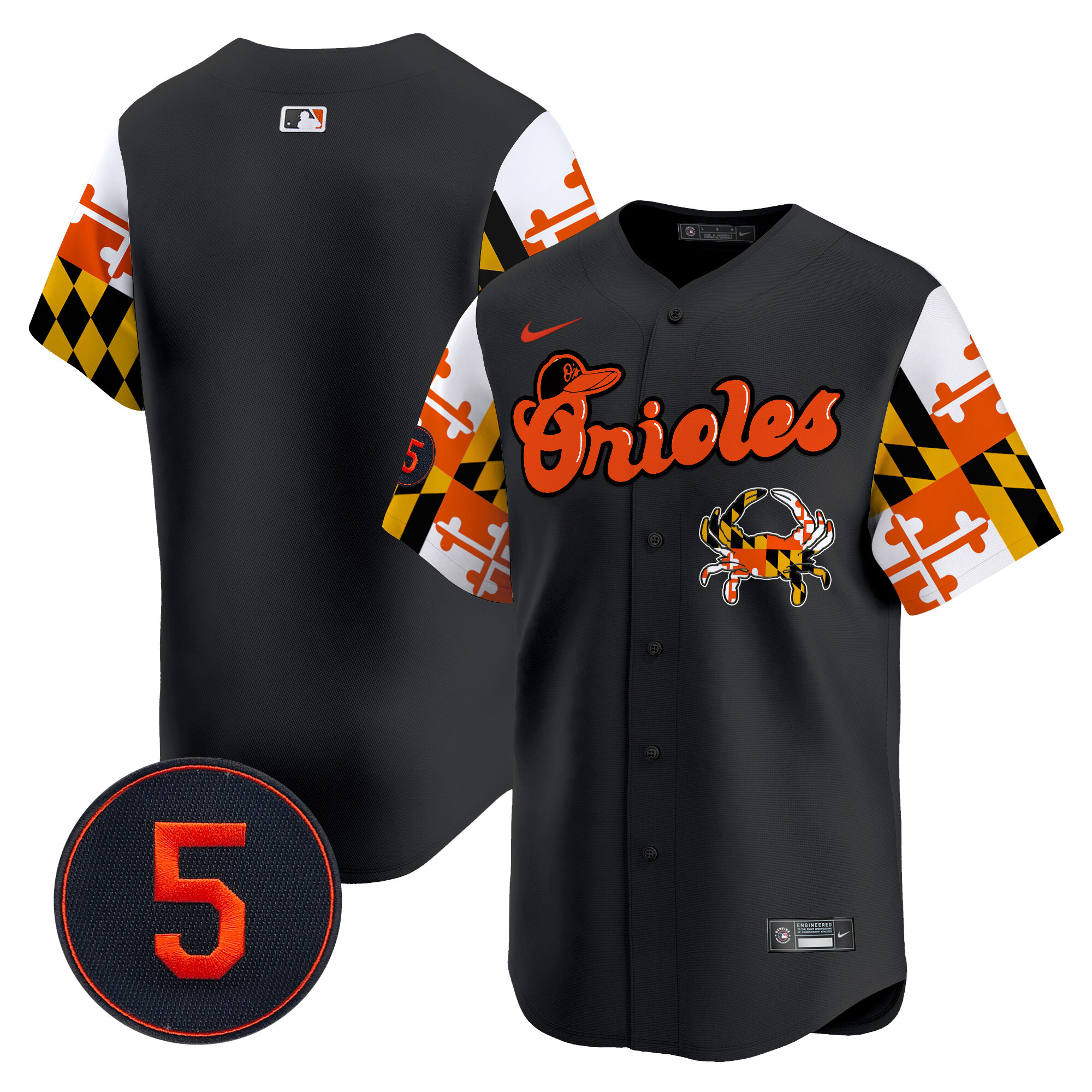 Men's Baltimore Orioles Robinson Patch Vapor Premier Limited Black Jersey V7 - All Stitched